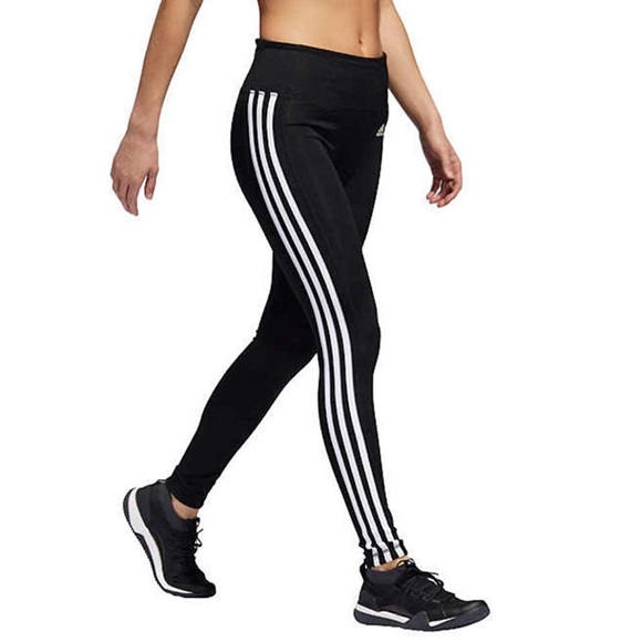 adidas Pants - Adidas Black White Striped Climalite Leggings S